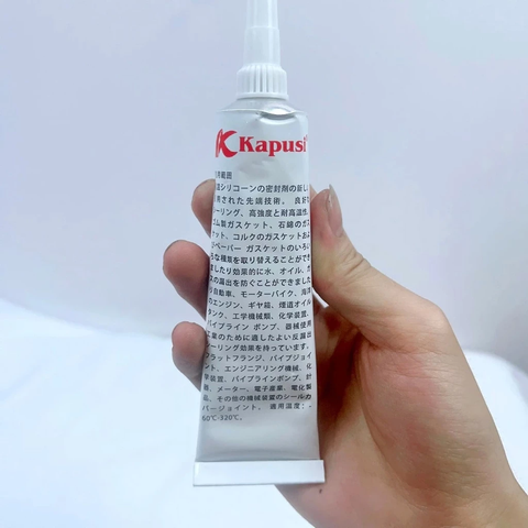 Keo dán ron chịu nhiệt độ cao 85G thể roăng đỏ và xám Kapusi Japan, Keo silicon chịu nhiệt 650ºF