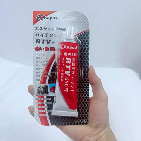 Keo dán ron chịu nhiệt độ cao 85G thể roăng đỏ và xám Kapusi Japan, Keo silicon chịu nhiệt 650ºF
