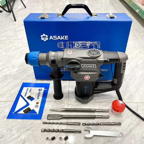 Máy Khoan Đục Asake AK2603 Công Suất 1100W 2 Chức Năng Tặng Kèm 2 Mũi Đục Và 3 Mũi Khoan
