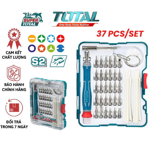 Bộ 37 Tua Vít Chuẩn Sửa Điện Thoại TOTAL, 37 Món TACSD30376/ 31 món TACSD3031 tuốc nơvít, Thép Cr-V, nhỏ gọn dễ bỏ