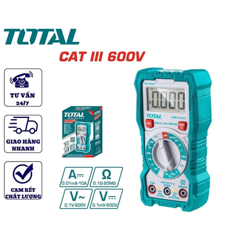 Đồng hồ đo điện vạn năng TOTAL TMT46001 đo AC DC 600V 10A, đo dòng, điện áp, điện trở, Bh 6 tháng