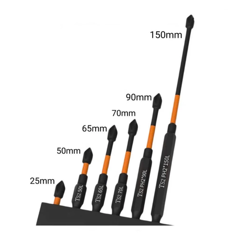 Bộ 7 Mũi Bắn Vít PH2 - D2 Độ Cứng Cao Từ Tính Mạnh [ 2.5cm - 5cm - 6.5cm - 7cm - 9cm - 15cm ] siêu cứng lực từ tính cao