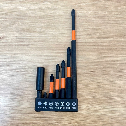 Bộ 7 Mũi Bắn Vít PH2 - D2 Độ Cứng Cao Từ Tính Mạnh [ 2.5cm - 5cm - 6.5cm - 7cm - 9cm - 15cm ] siêu cứng lực từ tính cao