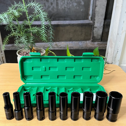 Bộ Đầu Tuýp, Đầu Khẩu 10 Món Cao Cấp Dùng Cho Máy Siết Bulong Vặn Vít Chân 1/2, 76mm Kích Thước Từ 8-24mm