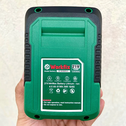 PIN 10 CELL WORKFIX Xanh Lá Vỏ Chống Cháy, Chân Pin Phổ Thông M21, Dùng Máy Khoan, Máy Mài,...