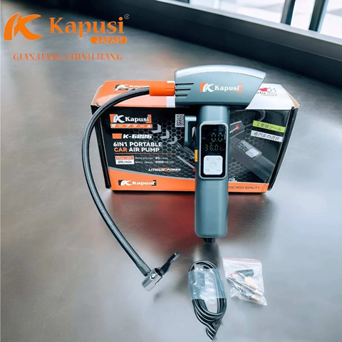 [BƠM LỐP Ô TÔ] Máy Bơm Lốp Xe, Máy Bơm Hơi Mini Dùng Pin KAPUSI K-6226, Màn Hình Led, Chân Sạc Tipe-C Tiện Dụng  5.0  1 đánh giá Đã bán 2