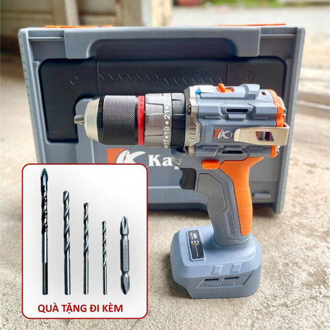 Thân Máy Khoan Pin KAPUSI K-6879 Đầu Kẹp 13 Ly 3 Chức Năng Động Cơ Không Chổi Than Tặng Kèm 4 Mũi Khoan và 1 Mũi Vít