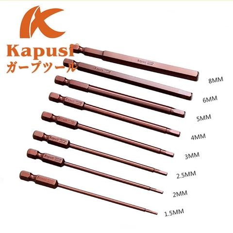Đầu Bắn Vít Lục Giác Dài 100mm Kapusi K-7185 8 Chi Tiết Chuôi Cắm Lục Giác 6.35mm Tiện Lợi Cho Mọi Loại Khoan