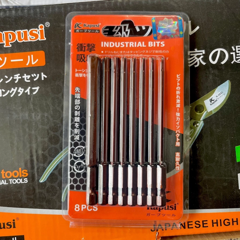 Đầu Bắn Vít Lục Giác Dài 100mm Kapusi K-7185 8 Chi Tiết Chuôi Cắm Lục Giác 6.35mm Tiện Lợi Cho Mọi Loại Khoan