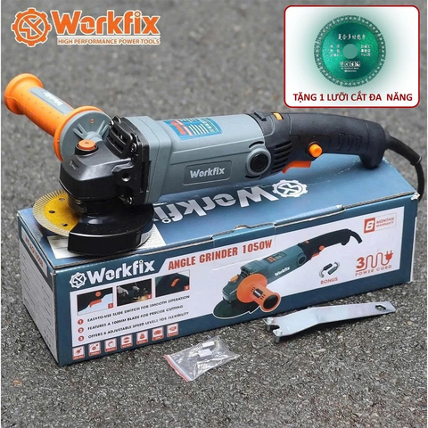 [KÈM LƯỠI CẮT ĐA NĂNG] Máy Mài Cầm Tay WORKFIX WF-AG1050B, Máy Mài Điện Công tắc bụng, Công Suất 1050W, 6 Tốc độ
