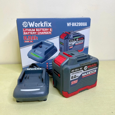 [SẠC+CHUYỂN NGUỒN 220V] Pin 20 Cell WORKFIX 8Ah WF-BK2008A Mạch 4 Mosfet Chân Pin Phổ Thông Vỏ Abs Chống Va Đập