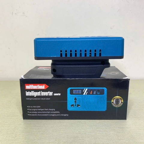 [TÍCH HỢP ĐÈN LED] Đế Chuyển Đổi Nguồn Điện Cấm Được Quạt Chuyển Từ Pin 21v lên 220v, Chân Pin Phổ Thông 4cm