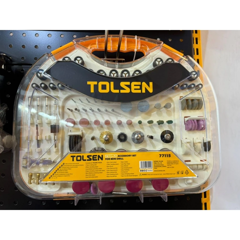 Bộ Phụ Kiện Mài, Khắc Mini, Bộ Phụ Kiện Mài Khuôn Mỹ Nghệ 250 món TOLSEN 77115 Dùng Cho Máy Khoan Mini