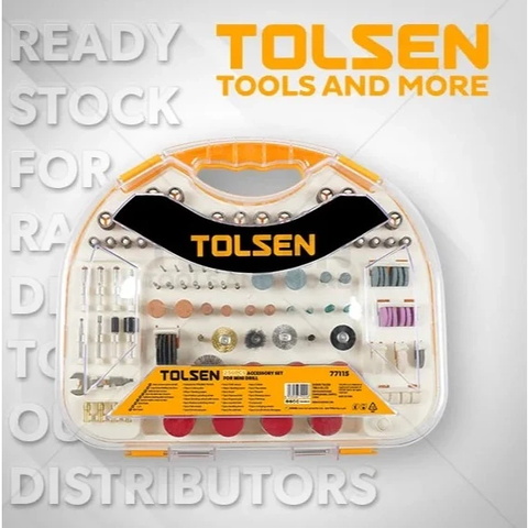 Bộ Phụ Kiện Mài, Khắc Mini, Bộ Phụ Kiện Mài Khuôn Mỹ Nghệ 250 món TOLSEN 77115 Dùng Cho Máy Khoan Mini
