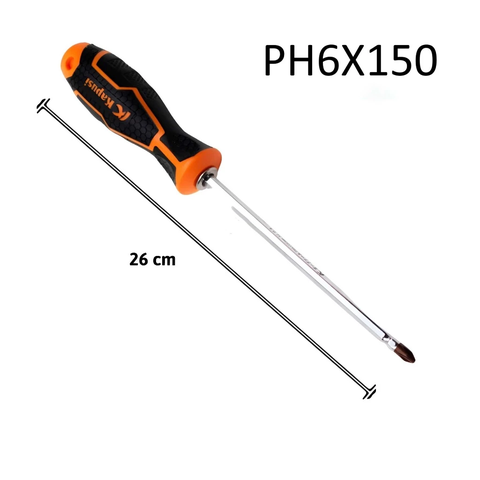 Tua Vít Đảo Cao Cấp S2 6x100mm, 6x150mm, 6x200mm KAPUSI Cán Cao Su, Nam Châm Từ Tính Mạnh