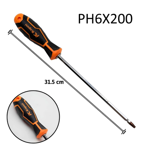 Tua Vít Đảo Cao Cấp S2 6x100mm, 6x150mm, 6x200mm KAPUSI Cán Cao Su, Nam Châm Từ Tính Mạnh