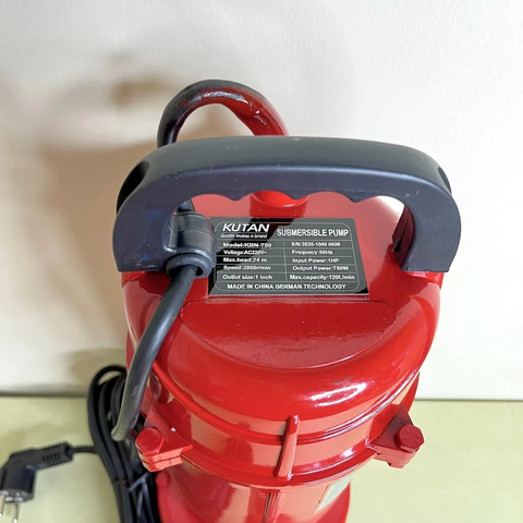 Máy Bơm Chìm 220V KUTAN Công Suất 750W, Máy Bơm Tõm KUTAN KBN-750, Bơm Nước Thải, Nước Sạch, Dùng Trong Nông Nghiệp