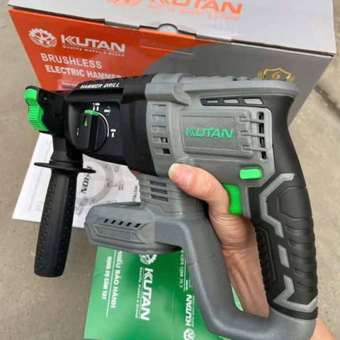 Máy Khoan Bê Tông Pin KUTAN Xám 3 Chức Năng, Bộ Máy 2 Pin 15 Cell Động Cơ Không Chổi Than Bảo Hành 6 Tháng