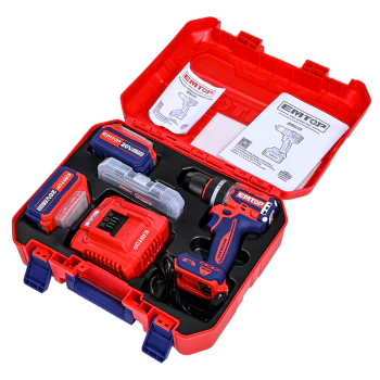 Máy Khoan Pin 13 Ly EMTOP Máy 3 Chức Năng Công Xuất 95Nm ECIDL20968, Động Cơ Không Chổi Than Tặng Kèm Bộ Phụ Kiện 11 Món