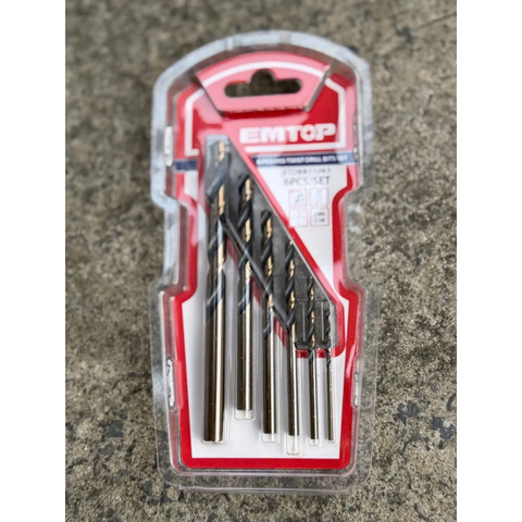 Bộ 6 Mũi Khoan EMTOP Bộ Mũi Khoan HSS Đuôi Tròn EMTOP ETDBB11065