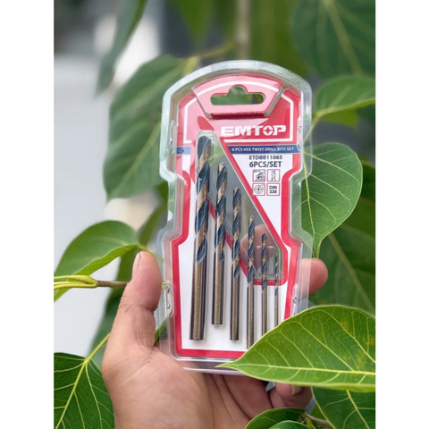 Bộ 6 Mũi Khoan EMTOP Bộ Mũi Khoan HSS Đuôi Tròn EMTOP ETDBB11065