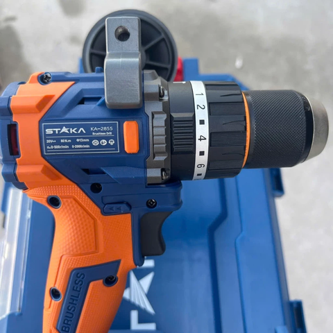 Máy Khoan Pin 13 ly STAKA kA-2855 Chân Pin Phổ Thông M21, Đầu Kẹp 13mm Autolock, Lực Siết 80Nm, Động Cơ Không Chổi Than