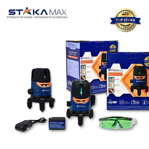 Máy Laser, Máy Bắn Tia, Cân Bằng Cốt Nền 5 Tia Xanh STAKA KA-2972 Bóng Led Siêu Sáng, Laze 5 Tia Bảo Hành 12 Tháng