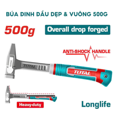 Búa Đóng Đinh Đầu Dẹp & Vuông Total Cán Bọc Nhựa 200G , 300G , 500GTHMH62200 THMH62300 THMH62500
