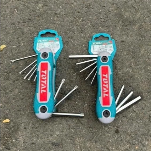 Bộ 8 Đầu Lục Giác Thường TOTAL THT1061826, Lục Giác Bông THT1061846 Dạng Xếp Gọn Thép Cr-V Tiện Dụng Nhỏ Gọn