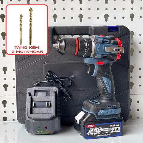 [HỘP+2 MŨI KHOAN] Máy Khoan 3 Chức Năng BOCSHI Đầu Kẹp 13mm Chân Phổ Thông, Bắt Vít Khoan Tường Không Chổi Than