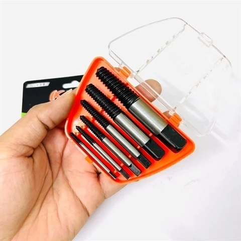 Mũi Tháo Ốc Vít Gẫy KAPUSI Bộ 5 Chi Tiết K-3687, Bộ 6 Chi Tiết K-3688 Bộ Mũi Ren Tháo Ốc Vít Gãy, Ta Rô Taro Lấy Ốc Gãy