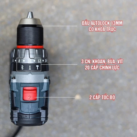 Máy Khoan Pin WORKFIX WF-ID13100AK Anti Kickback + Tạo Xung, Lực Siết 100Nm, Động Cơ Không Chổi Than Đầu Kẹp 13mm