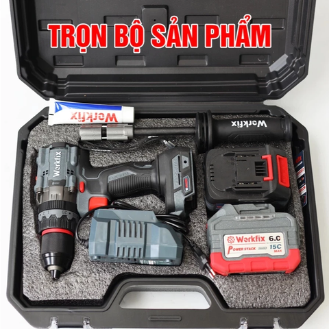 Máy Khoan Pin WORKFIX 13mm WF-ID165PRO, Không Chổi Than Công Suất 165Nm, 3 Chức năng, Có ANTI-KICKBACK + TẠO XUNG