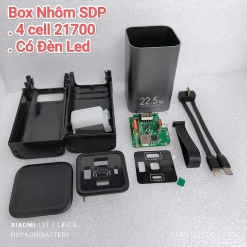 Box Sạc Dự Phòng 4 Cell Pin 21700 Nhôm, Vỏ Sạc Dự Phòng 4 Cell Pin, full phụ kiện KHÔNG KÈM PIN