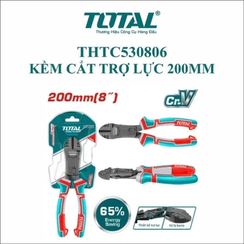 Kềm Cắt Trợ Lực 65% TOTAL 8 inch THTC530806 200MM, 9 inch THTC530906 228MM, Kìm Trợ Lực Tay Cầm Bọc Nhựa
