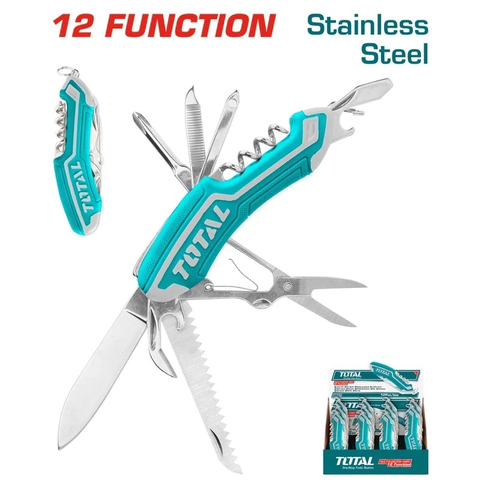 Dao Cắt Đa Năng TOTAL THMFK0126 Kích Thước 95mm Cán Tay Cầm Mềm Hai Màu Độc Đáo Gồm 12 Chức Năng Tiện Ích