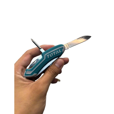 Dao Cắt Đa Năng TOTAL THMFK0126 Kích Thước 95mm Cán Tay Cầm Mềm Hai Màu Độc Đáo Gồm 12 Chức Năng Tiện Ích