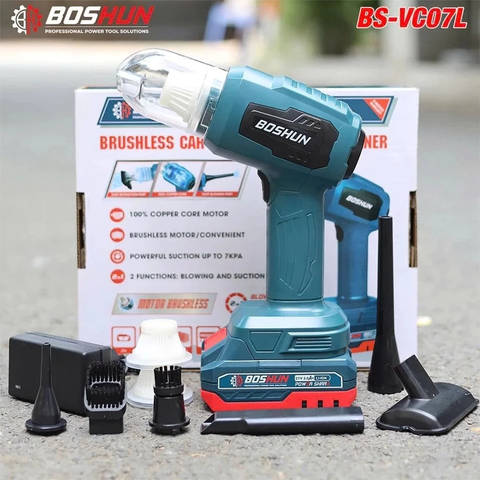 Máy Hút Thổi Bụi Mini BOSHUN BS-VC07L Dùng Pin Chân Phổ Thông M21, Lực 7kpa,Vừa Thổi Vừa Hút, Đi Kèm 3 Lõi Lọc