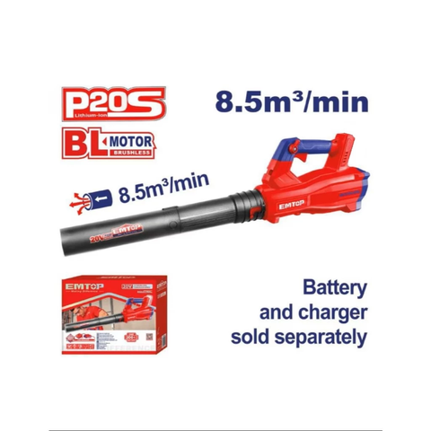 Thân máy thổi lá dùng pin 20V Emtop ELAB20428, Có Điều Chỉnh Nhiệt Động, Động Cơ Không Chổi Than, Bảo Hành Chính Hãng