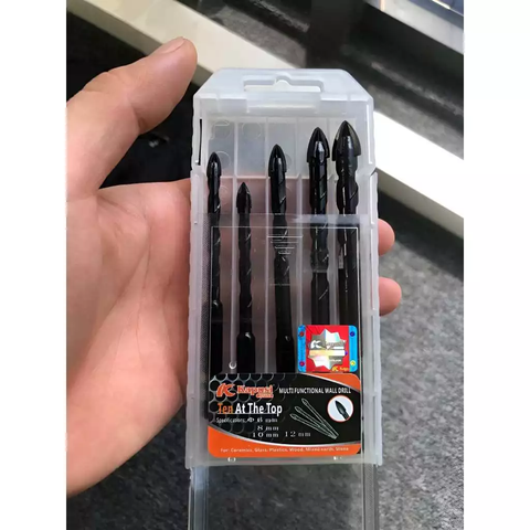 Hộp 5 Mũi Khoan Đa Năng KAPUSI K-3612 Chuôi Lục Giác, Gồm Hai Mũi Cỡ 6mm Và Mũi 8mm, 10mm, 12mm
