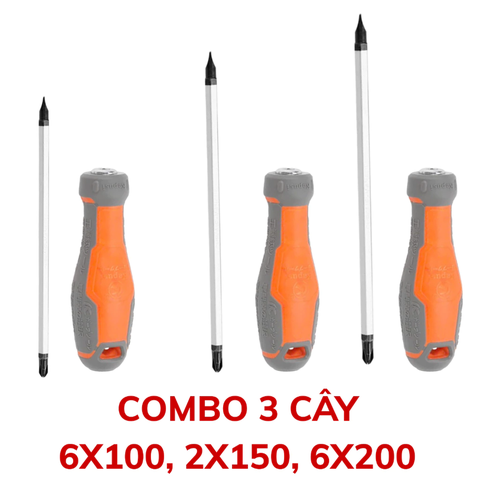 [MẪU MỚI] Tua Vít Đảo Chiều 2 Đầu KAPUSI Cam Viền Xám 6X100MM (K-7141) 6X150MM (K-7142) 6X200MM (K-7143)