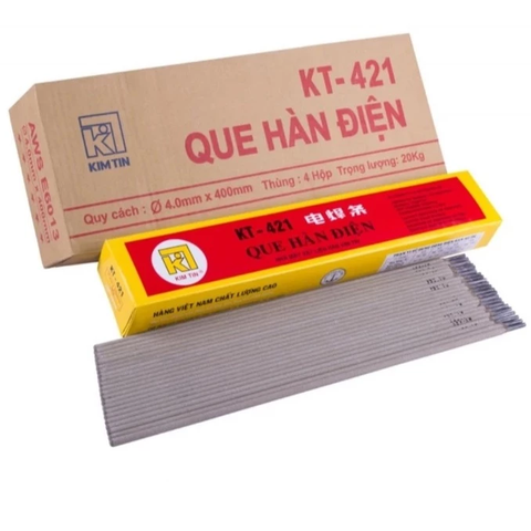 Que Hàn Kim Tín 2.5 ly, 3.2 ly, 4.0 ly, Que Hàn Sắt Dễ Bong Xỉ, Xỉ Bong Sạch, Nhẹ Điện, Ít Khói, Ít Bắn Tóe.