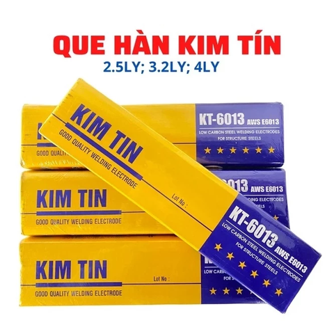 Que Hàn Kim Tín 2.5 ly, 3.2 ly, 4.0 ly, Que Hàn Sắt Dễ Bong Xỉ, Xỉ Bong Sạch, Nhẹ Điện, Ít Khói, Ít Bắn Tóe.