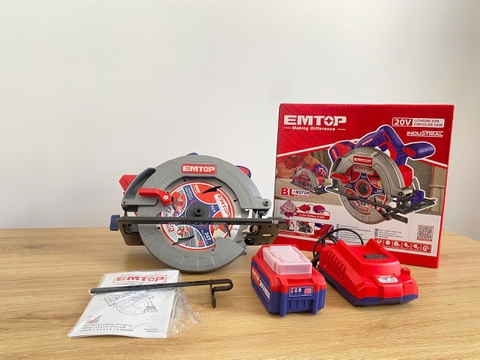 Bộ máy cưa gỗ 185mm PIN EMTOP 20V ELCS18511