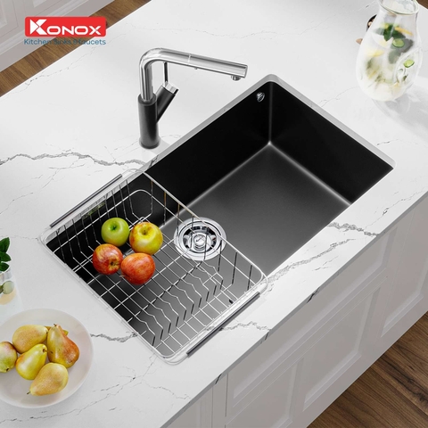 Chậu rửa bát đá Granite Konox Naros 760S Black