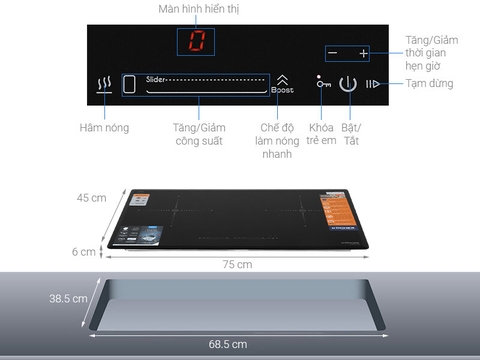 Bếp từ đôi Kocher DI-806GE02 nhập Đức - Schott Ceran EGO - Inverter mạch G5