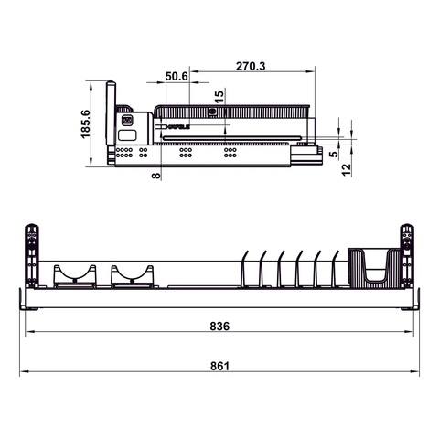 Rổ kéo xoong nồi Hafele Utensio Plus H2 545.14.312 | Màu Than Chì (900mm)