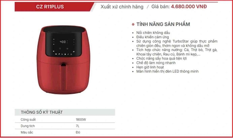 Nồi Chiên Không Dầu Canzy CZ-R11PLUS