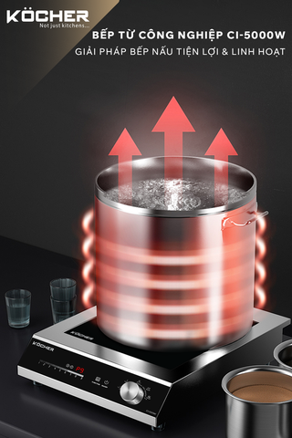 Bếp từ công nghiệp Kocher CI-5000W Inverter 40% – Công suất 5000W