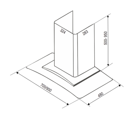 Máy Hút Mùi Bauer BC 70SBL - Kính cong